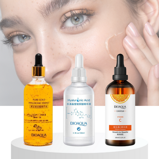 COMBO HIDRATANTE BIOAQUA: Vitamina C- Ácido Hialurónico- Serum 24K